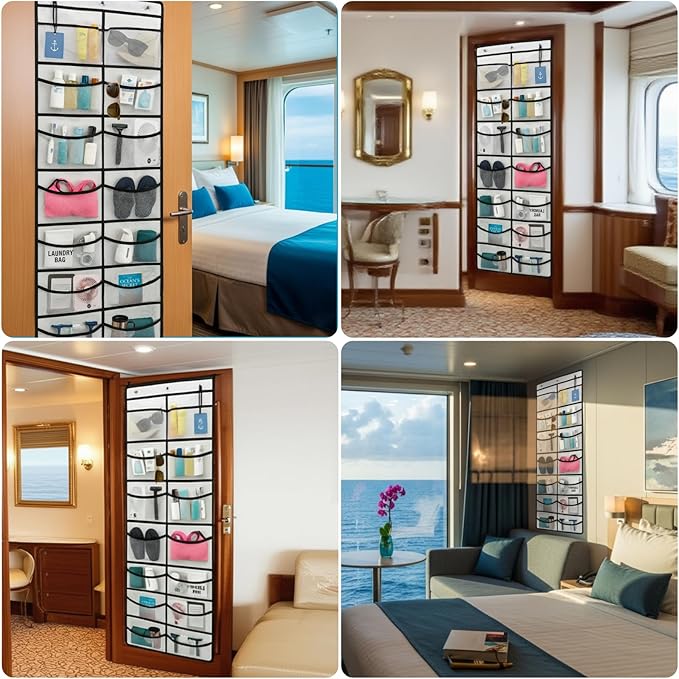 Magnetic Cruise Organizer, 14 Large Durable Pockets Over The Door Organizer For Cruise Ships, Magnetic & Hanging Cruise Organizer, Cruise Essentials 2026 ( 67" x 21.6")