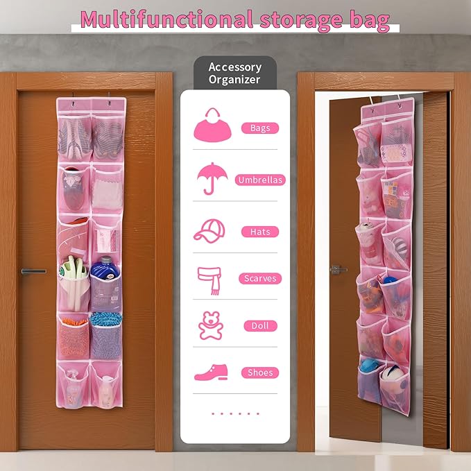 GOMAJI Over the Door Hanging Shoe Organizer, 12 Large Pockets, 2-Pack