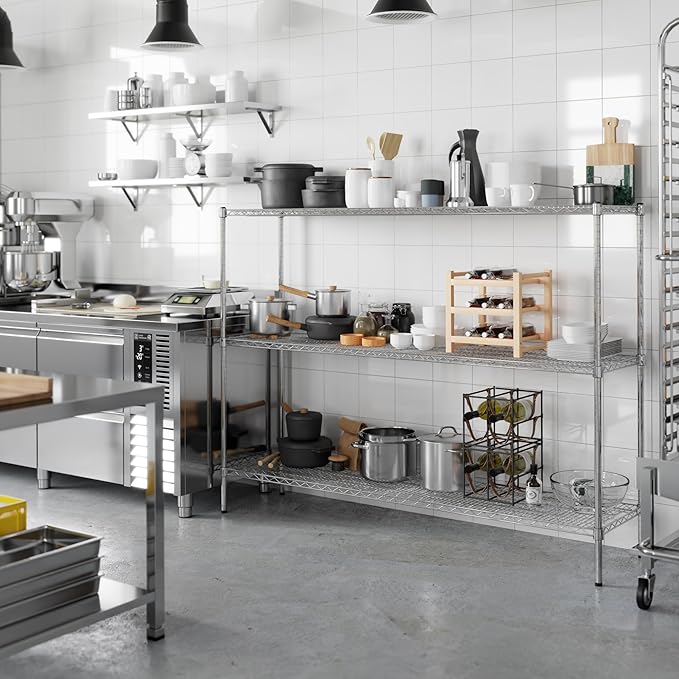 18" Deep x 72" Wide x 54" Height Wire Shelving Kit | 3-Tier | NSF Commercial Storage Rack Unit