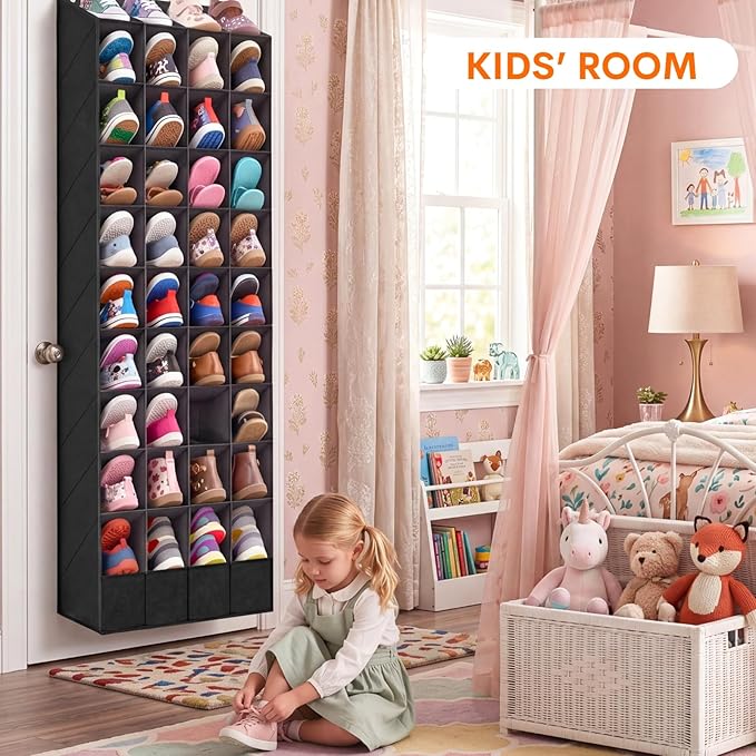 30-40 Pairs Over the Door Shoe Organizer, Large & Deep Pockets Hanging Shoe Rack, Space-Saving Closet Door Organizer Fits Boots,Sneakers or Larger Shoes,Shoe Storage for Bedroom,Small Closet,Entryway