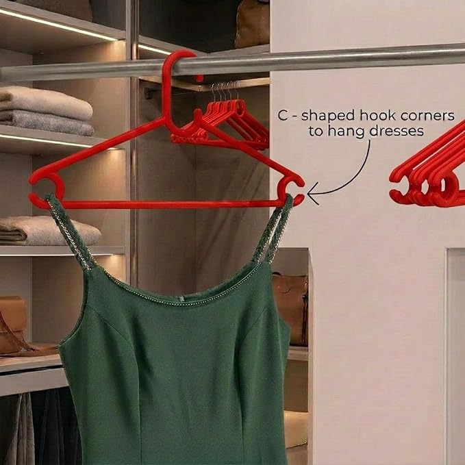 Sturdy Polypropylene Hanger, Pack of 6, Red