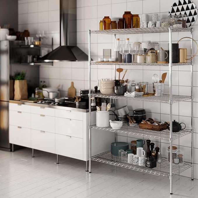 24" Deep x 48" Wide x 74" Height Wire Shelving Kit | 5-Tier | NSF Commercial Storage Rack Unit