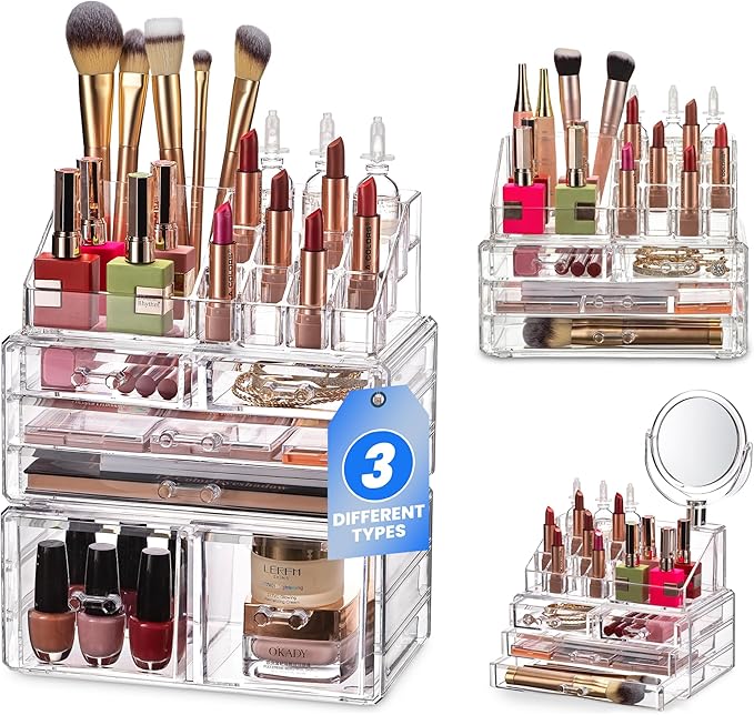 Masirs Clear Cosmetic Storage Organizer, Classy Design, Versatile, Simplifies Your Life