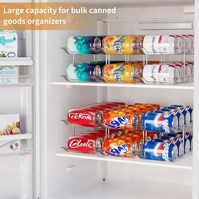 LXLXXL Can Organizer For Pantry 6 Tier*3 Canned Food Goods Organizer For Cabinet Clear Automatic Rolling Can Storage Organizer Pantry Holders Rack