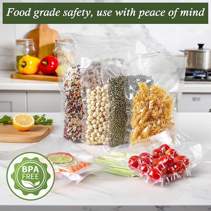Vacuum Sealer Bags For Food - 100 Quart 11" x 16" - Commercial Grade BPA Free Bag - Durable Customized Size Food Vac Bags for Storage and Sous Vide Cooking - Puncture Prevention