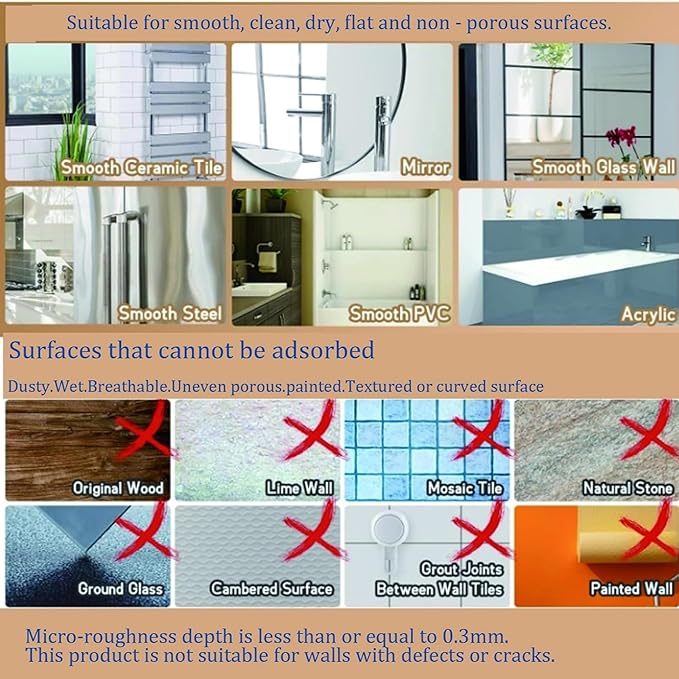 No-Drill Wall Mount Storage Box, Wave-Grip Suction Cup Bathroom Organizer, Transparent PET Shower Caddy for Cosmetics Toiletries Kitchen Countertop, Small Size