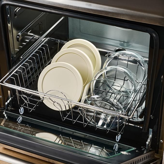 6-Piece Glass Food Storage Containers Set (3 Containers + 3 BPA-Free Lids) | 4-Cup, Leakproof | Microwave, Freezer, Oven & Dishwasher Safe | Ideal for Meal Prep & Pantry Organization, Beige