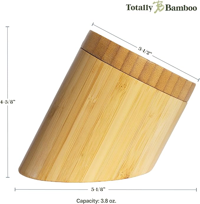 Totally Bamboo Angled Salt Cellar Storage Box with Magnetic Swivel Lid, 3.8 Ounce Capacity