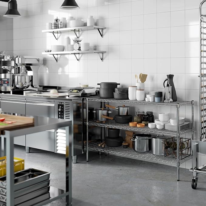 18" Deep x 54" Wide x 34" Height Wire Shelving Kit | 3-Tier | NSF Commercial Storage Rack Unit