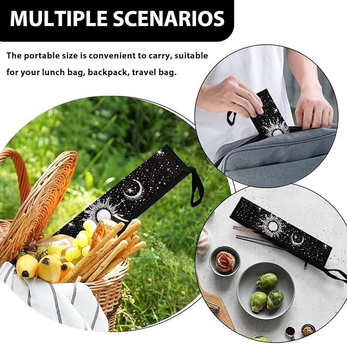 Travel Utensil Carrying Case Portable Leak-proof Cutlery Pouch Silverware Bag Metal Straws Case Knife Fork Spoon Organizer Holder for Picnic Outdoor