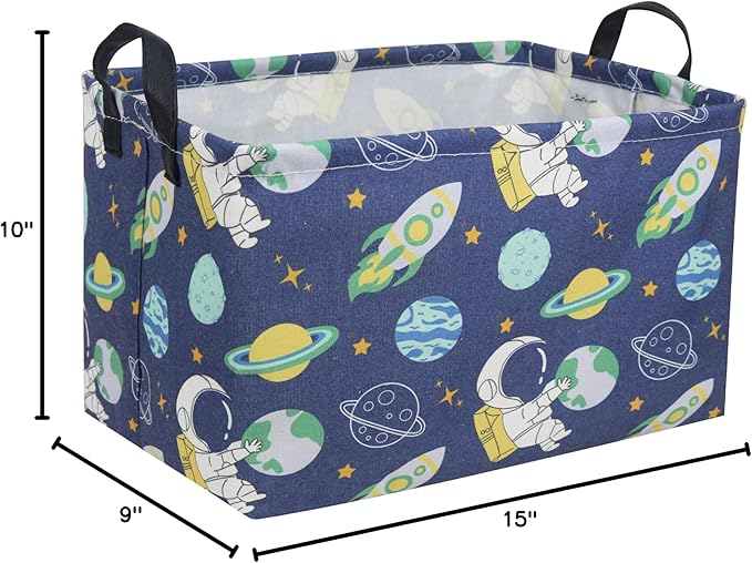 Sanjiaofeng Rectangular Kids Basket Space Storage Bins,Boys Basket Organizer.Waterproof PE Coating Storage with Handles.Clothers,Toys,Books,Kid's Gifts Storage. (Astronaut) …