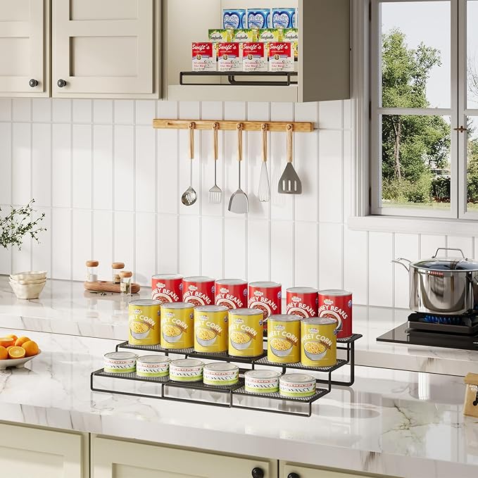 Dmevkic Expandable Can Organizer for Pantry,3-Tier Adjustable Can Organizers and Storage Holds Up to 24 Cans,Can Storage Rack for Pantry,Kitchen,Cabinet