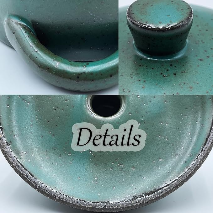 Ceramic Salt Cellar With Lid & Spoon,12oz Salt Container For Countertop,Sugar Bowl,Spice Jar(Green B)