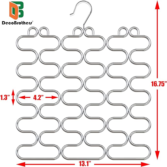 Deco Brothers Scarf Hanger for Closet, 23 Loop, Chrome