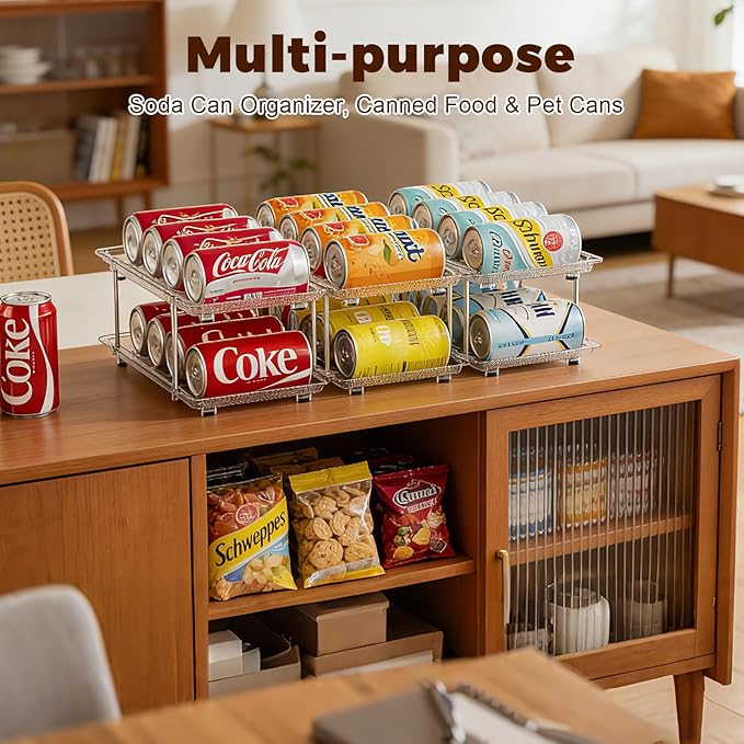 Cat Food Can Organizer, Modular 3-Tier Adjustable Can Organizer for Pantry, Soup Cans and 3oz & 5oz Canned Goods Storage, Clear Can Holder for Pantry and Fridge