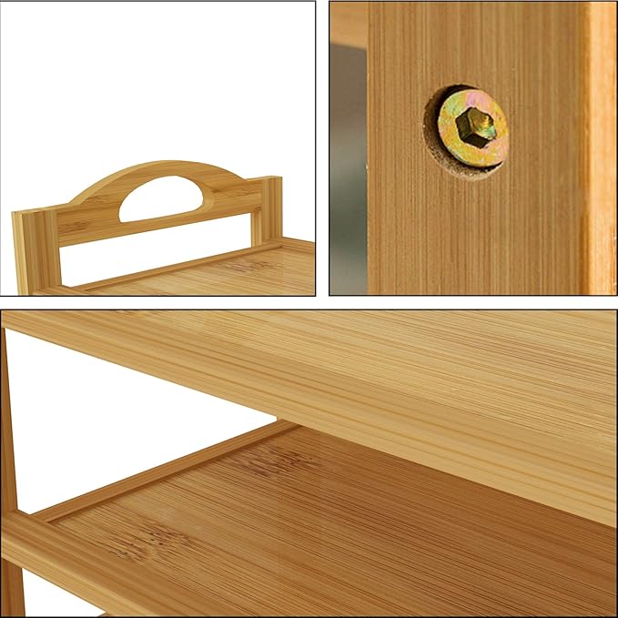 UDEAR Bamboo Shoe Rack 3-Tier Shoe Storage Organizer Entryway Shoe Shelf