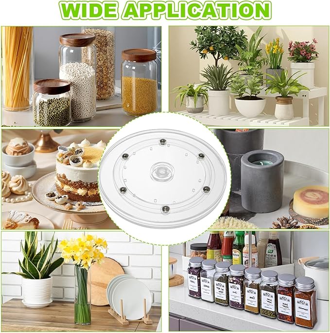 6PCS Small Lazy Susan 6 Inch, Transparent Acrylic Turntable for Cabinet Organization, 360 Degree Rotating Spice Rack for Kitchen, Fridge, Pantry & Bathroom Vanity