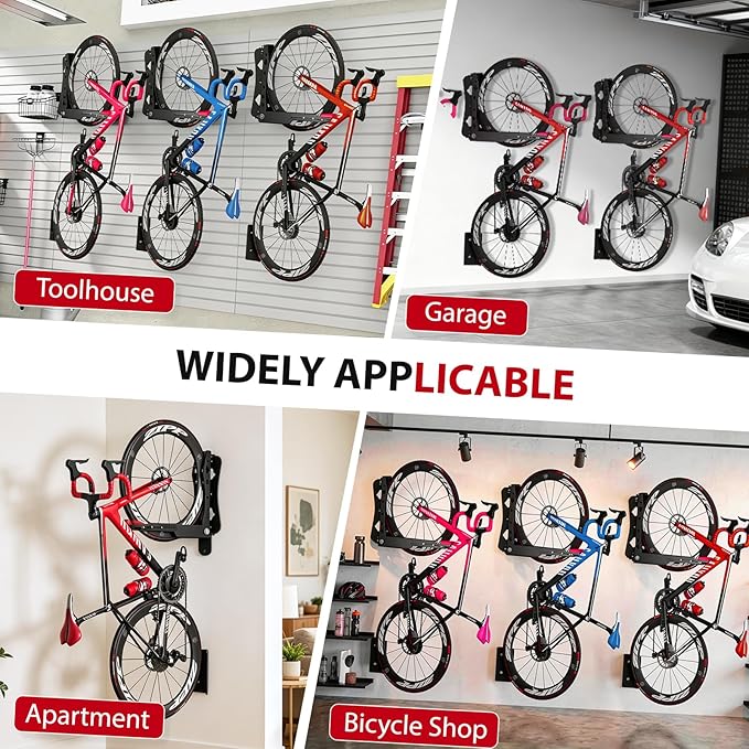 Swivel Bike Wall Mount,No Heavy Lifting Bike Wall Mount,Space-Saving Bike Rack Garage,Holds Up to 77 lbs,Vertical Bike Wall Hangers for Garage & Home Storage Solution,2-Pack