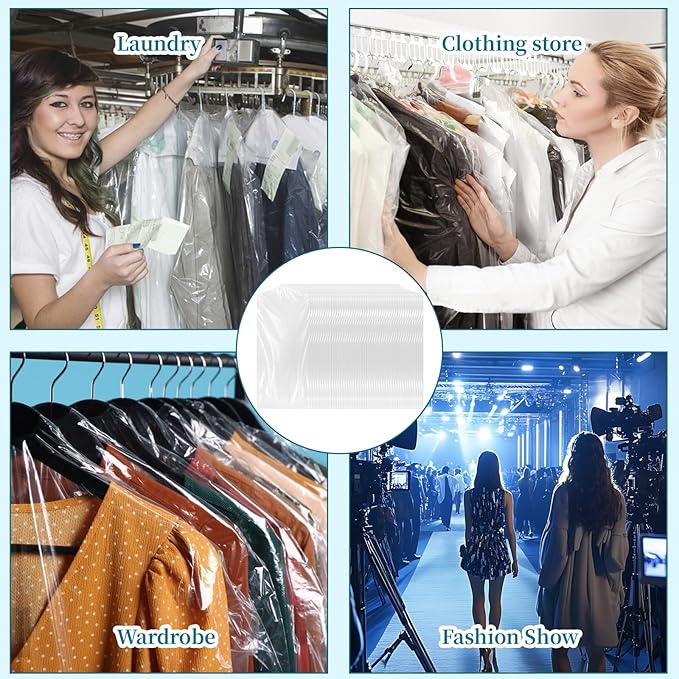100 Pack Dry Cleaning Bag, 55.1 X 23.6 Inch Plastic Garment Bags for Clothes Clear Hanging Clothing Covers Dust-Proof Clothing Protector Covers for Dry Cleaner, Home Storage, Travel, Moving