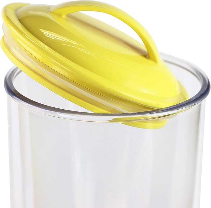 Reston Lloyd Tall Clear Spaghetti Pasta Storage Canister Container with Airtight Lid BPA Free for Kitchen Pantry Organization, Lemon