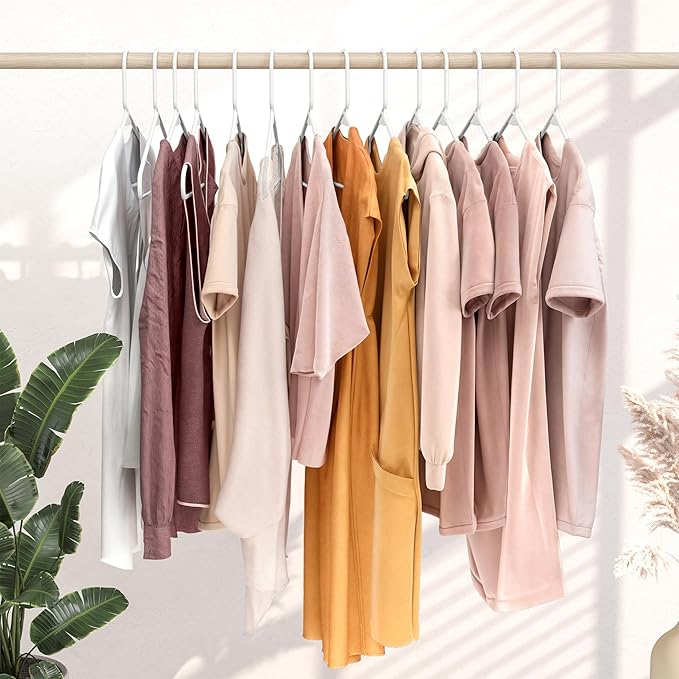 Plastic Hangers 50 Pack White - Clothes Hangers - Makes The Perfect Coat Hanger and General Space Saving Hangers for Closet and New Apartment Essentials - Percheros Ganchos para Colgar Ropa Hangars