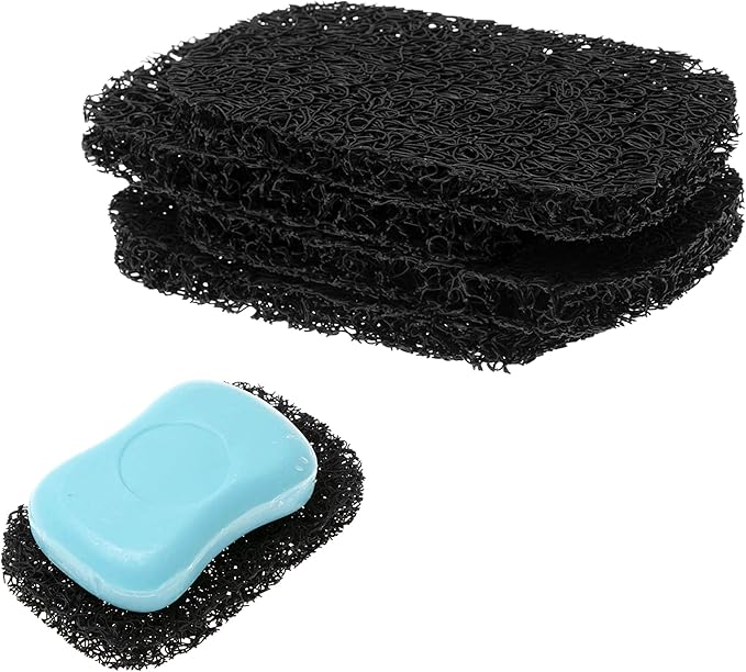 Snowkingdom 4 Pack Black Soap Saver Draining Lift Pad 2.9" x 4.5" PVC Non-BPA Non-Slip Durable