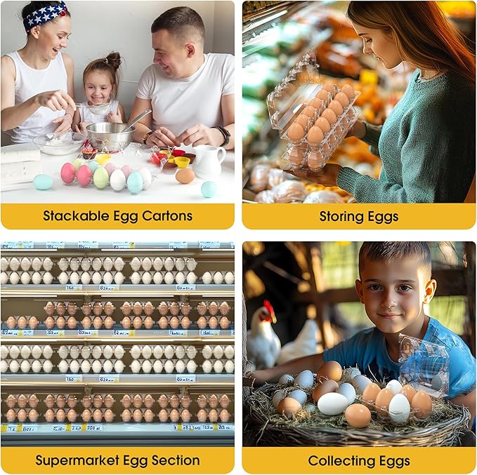 100PCS Egg Cartons Cheap Bulk, Large Egg Cartons Plastic 6 Count, Half Dozen Reusable Egg Container Holder for Storing, Sharing, Selling, Clear Egg Cartons for Home Ranch Farm Market-2x3 Grids
