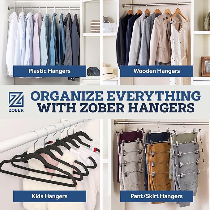 Wooden Hangers - Heavy Duty, Non Slip Wood Hangers for Coats, Jackets, Suits, & Pants - Clothes Hangers for Closet W/Bar and Notches (Natural, 10 Pack)