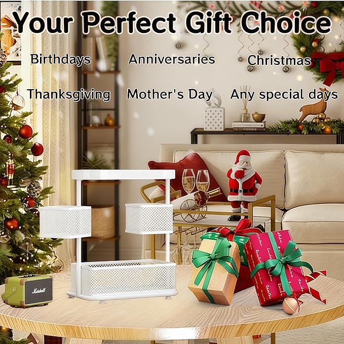 Bathroom Counter Organizer 3 Tier Rotating Cosmetic Holder Standing Shelf Vanity Bedroom Storage Cabinet Bathroom Tray for Countertop Storage Kitchen Spice Rack (White, 3Tiers)