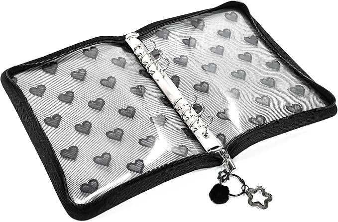Chillpaper Enamel Pin Display Book Collection Trading Book Portable Brooch Pins Holder Storage Organizer Case Zippered (Black Heart Lace)