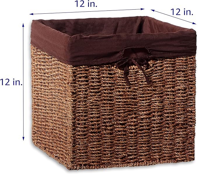 Trademark Innovations Foldable Storage Basket Brown 12"L x 12"W x 12"H