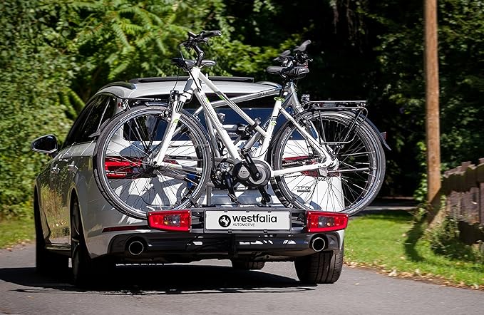 Westfalia Set bikelander and Storage Bag - Foldable towbar Mounted Bicycle Carrier for 2 Bikes - Suitable for eBikes - Universal Bike Carrier - Max. Load 60kg