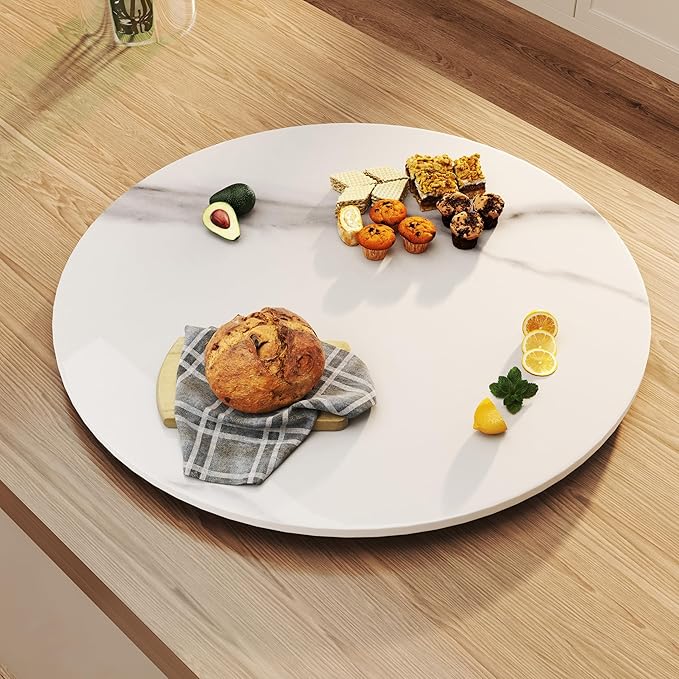 23.6" Lazy Susan for Table Top Sintered Stone Rotating Serving Tray for Dining Table, Kitchen Lazy Susan Organizer Spinning Rotating Food Server Party Centerpieces