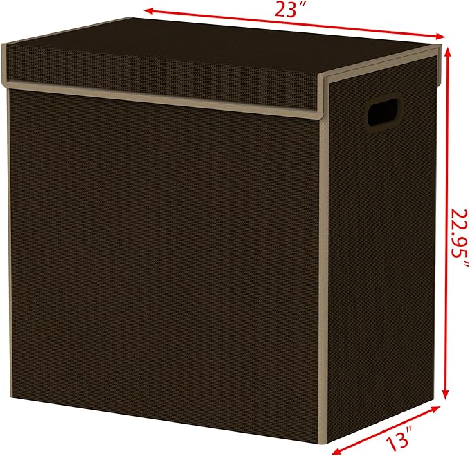 Simple Houseware Double Laundry Hamper with Lid and Removable Laundry Bags, Brown