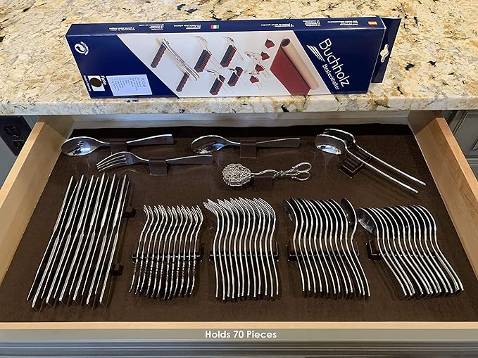 Silverware Drawer Lining Kit in Brown - Holds 70 Pieces