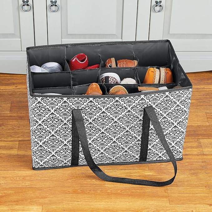 Collections Etc Foldable Shoe Organizer Tote - Holds 12 Pairs