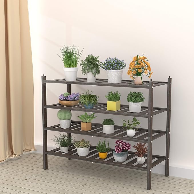 Dranixly Bamboo 2-Tier Shoe Rack Stackable Shelf Storage Organizer for Entryway, Hallway and Closet, 27.2"x11"x13.2" (Mocha)