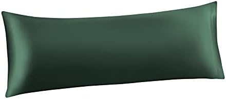 Ersmak Satin Body Pillow Cover, 20x54 Inches Dark Green Ultra Soft Case for Hair and Skin, Silky Slip Cooling Long Side Pillowcase With Envelope Closure by Ersmak