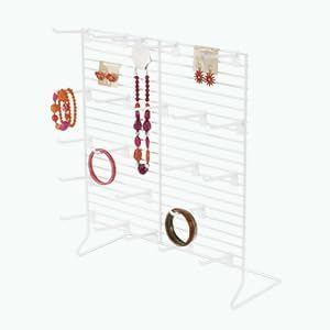 SSWBasics 24-Peg White Wire Countertop Rack - 18"W x 20"H - Display Racks for Vendors, Retail, Convenience, Craft Fairs, and Thrift Stores - Impulse Buy Display at Checkout - Use for Home Jewelry