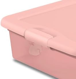 Sterilite 4-Pack 56 Quart Wheeled Latching Box, Underbed Plastic Storage Organizer, Pearl Blush Tint - Under Bed Rolling Container Bin with Lid and Wheels for Home or Dorm Bedrooms and Closets