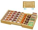 Coffee Pod Holder Drawer, Bamboo K Cup Holder Compatible with Nespresso Vertuo Capsules, 25-45 K Cup Drawer Organizer for Coffee Station Home Office and Kitchen (Bamboo)