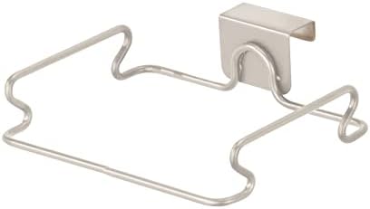 mDesign Over the Cabinet Metal Wire Small Garbage Container, Trash Bag Holder Rack for Recycled Reusable Disposable Plastic Shopping Grocery Bags for Kitchen, Pantry, Garage, Bathroom - Satin - Image 7