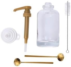 Coffee Bar Accessories: Coffee Syrup Dispenser Set with 2 Glass Bottles (19.6 Oz), Gold Pumps, Funnel, Waterproof Syrup Labels, 2 Golden Spoons, and Straw Brush - Elegant Syrup Dispenser