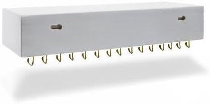 SANY DAYO HOME Necklace Holder Organizer Wall Mounted Jewelry Shelf with 24/30 Hooks, White