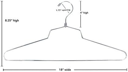 NAHANCO Metal Shirt Hanger, 18" Chrome-Plated, Standard Hook (Pack of 25)
