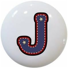 American Alphabet USA Letters Series Style 1 on 1.5" DECORATIVE Glossy Ceramic Dresser Drawer PULLS Cabinet Cupboard KNOBS (J)