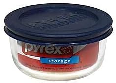 Pyrex 7200 2-Cup Glass Bowl & 7200-PC Dark Blue Lid (6-Pack) - Made in USA