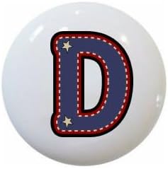 American Alphabet USA Letters Series Style 1 on 1.5" DECORATIVE Glossy Ceramic Dresser Drawer PULLS Cabinet Cupboard KNOBS (D)