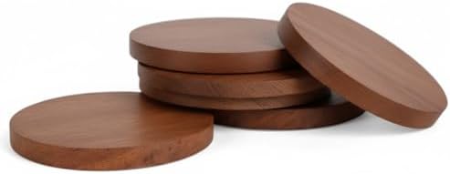 Acacia Wood Coasters for Coffee Table, Drink Protection Decor (Round, Set of 6) by Shafa+impex