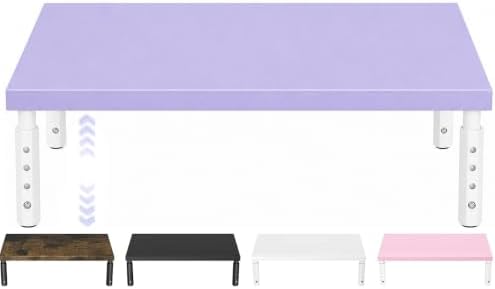ECOLOVI Adjustable Wood Computer Monitor Stand Riser, Office Desk Organizer and Accessories for Monitor, Laptop, PC, Printer, Office Desk Accessories Workspace Organizer for Home Office Supplies, Purple by ECOLOVI